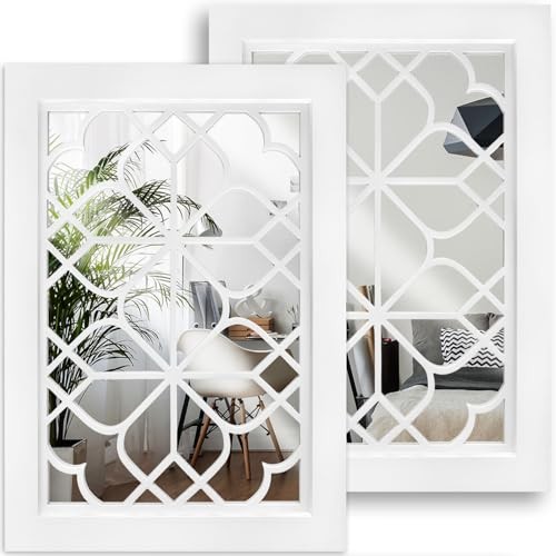 Set of 2 Rectangular Wall Mirror,Gorgeous Rustic 11x15 inch - 2 PCS White