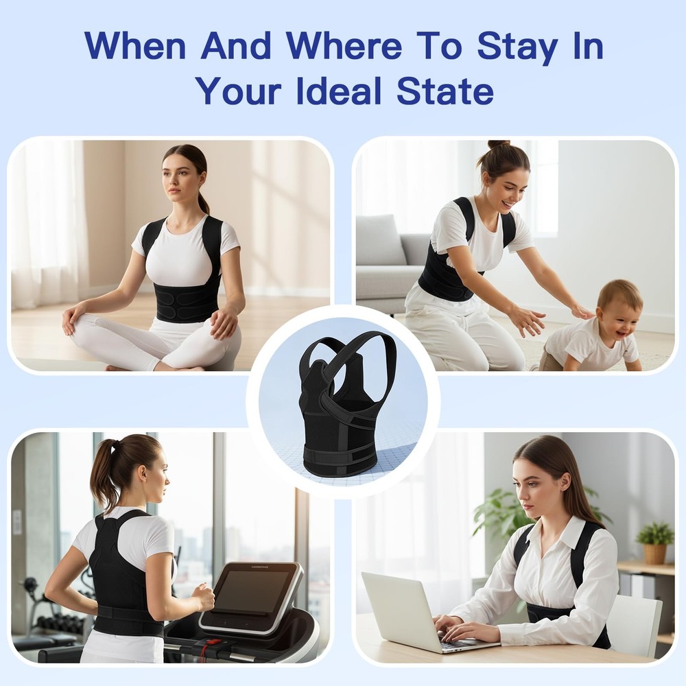 Posture Corrector for & Men, Back Brace Straightener with Adjustable , for Ne...