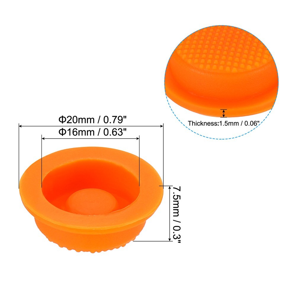 6Pcs 0.63" LED Flashlight Switch Cap, Silicone Soft Boot Cover, Orange