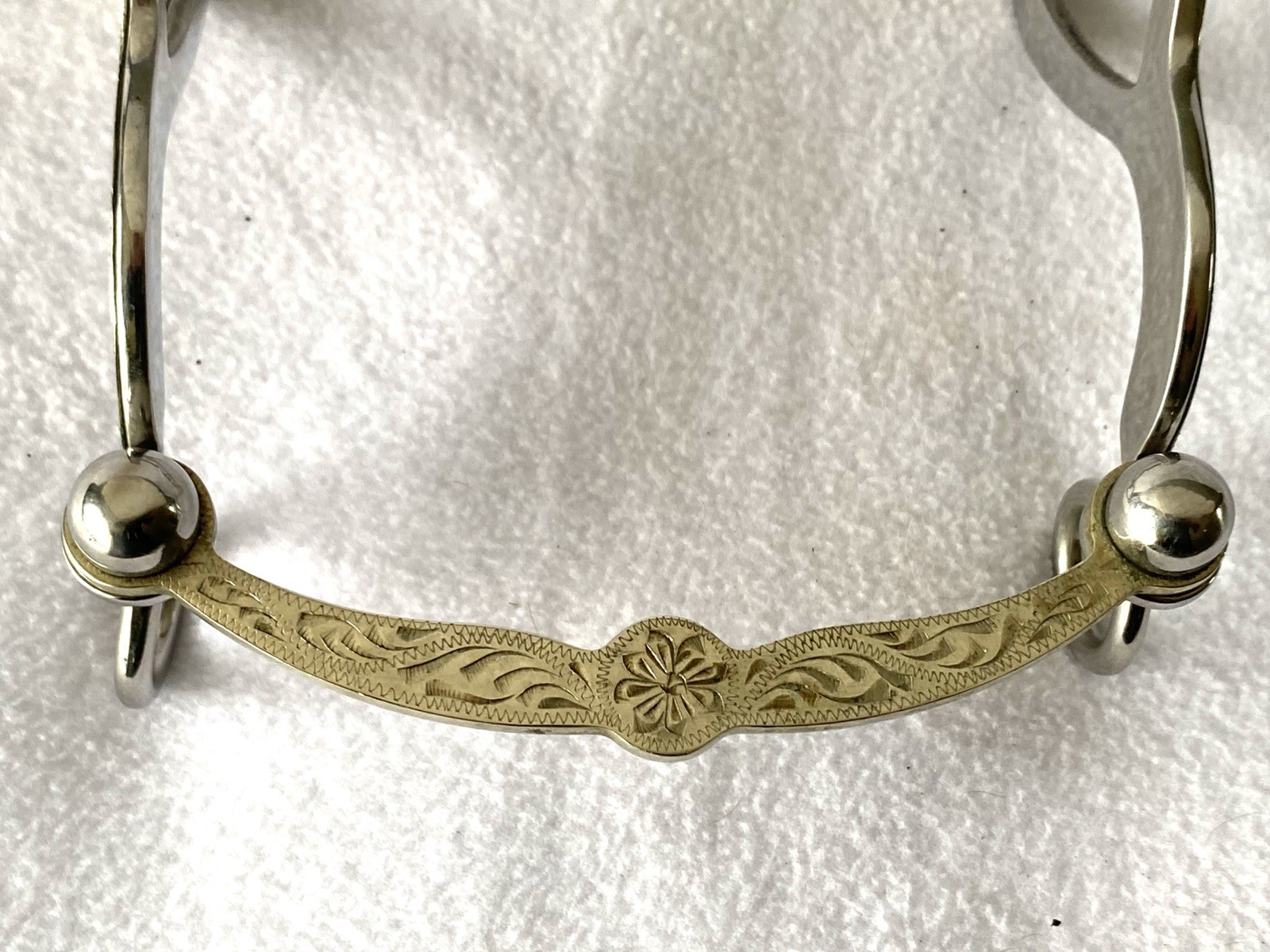 Beautiful Vintage Silver Mounted HEART Show Bit~5" Coppper Inlay Port Mouth