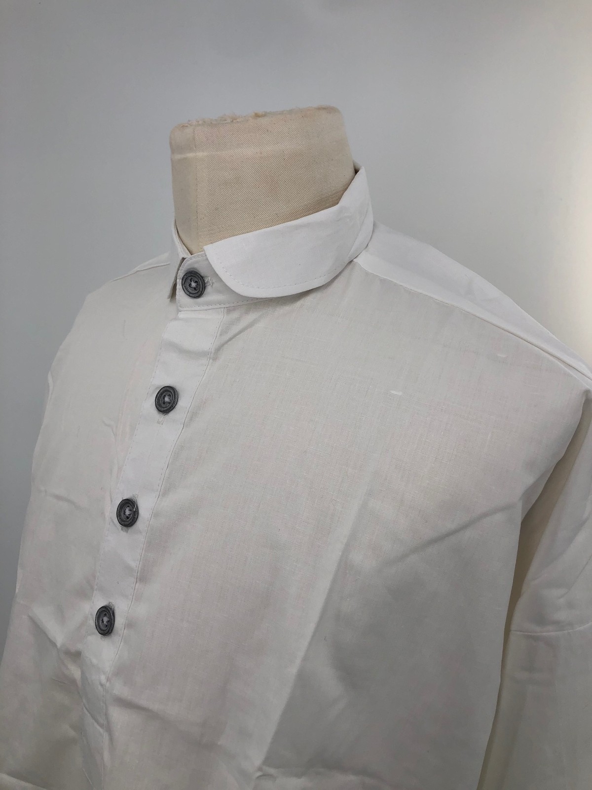 White Cotton Shirt - Four Metal Button Closure Size Large
