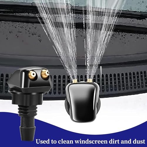 Front Windshield Washer Nozzles, Double Hole Straight Column 2 PCS Black#Style2