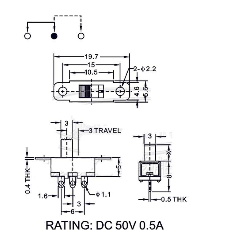 Mini 2 Position ON-OFF 3 Pin Slide PCB Panel Power Micro Switch SPDT Microswitch