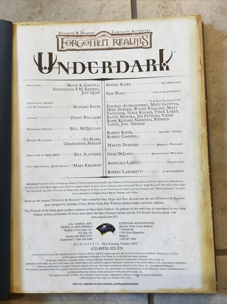 Dungeons & Dragons Underdark Forgotten Realms HB Preowned