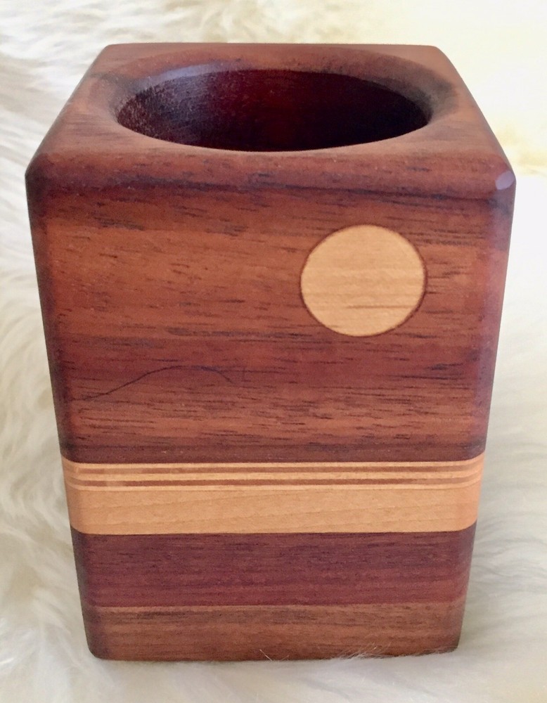 Vintage 7-Piece Handcrafted Multiple Hardwoods Desk Accessories Set