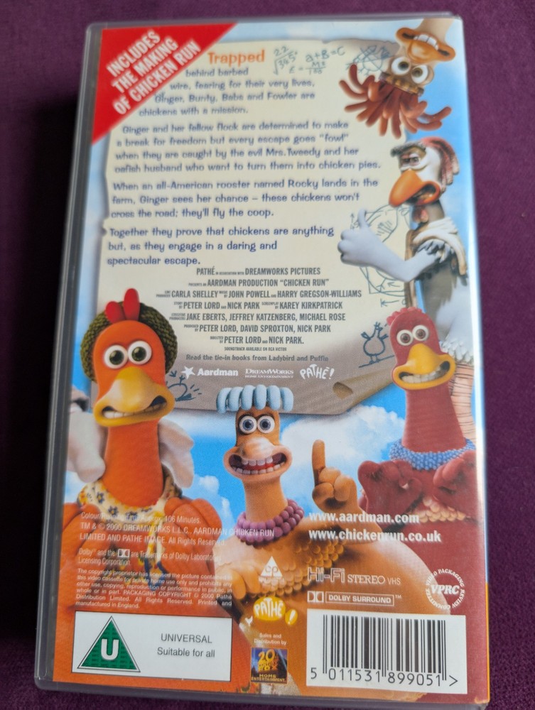 Chicken Run - VHS Video - Pal - Video Cassette untested