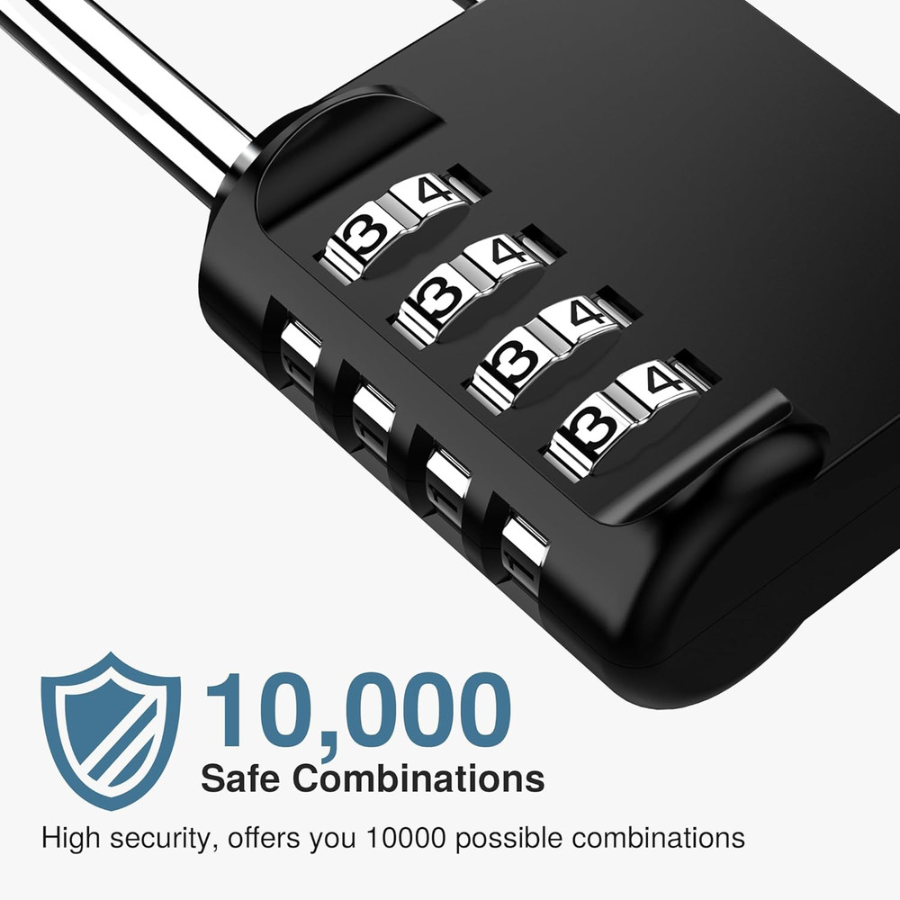 2 Pack 2.6 Inch Long Shackle Combination Lock 4 Digit Outdoor Waterproof Padlock