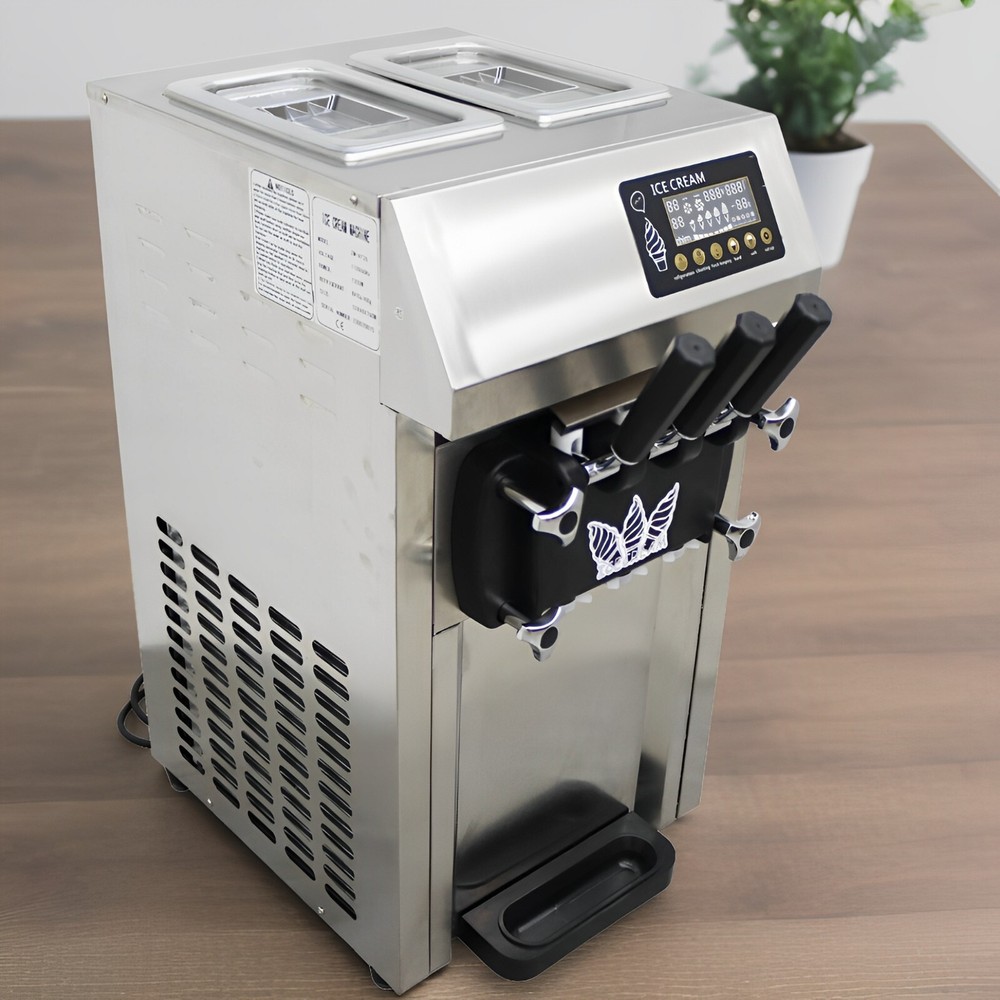 Automatic Soft Ice Cream Machine with Pre-cooling&Preservation Function 3Flavor