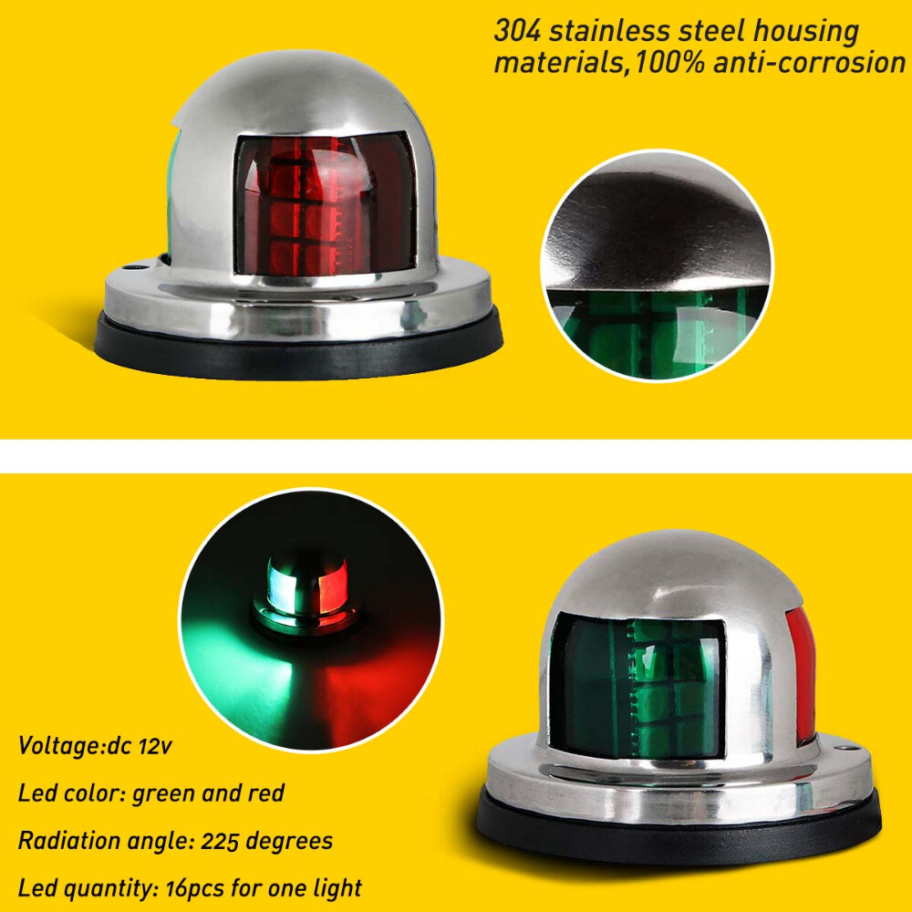 Boat Navigation Lights Red and Green LED Marine Navigation Light Boat Bow Light