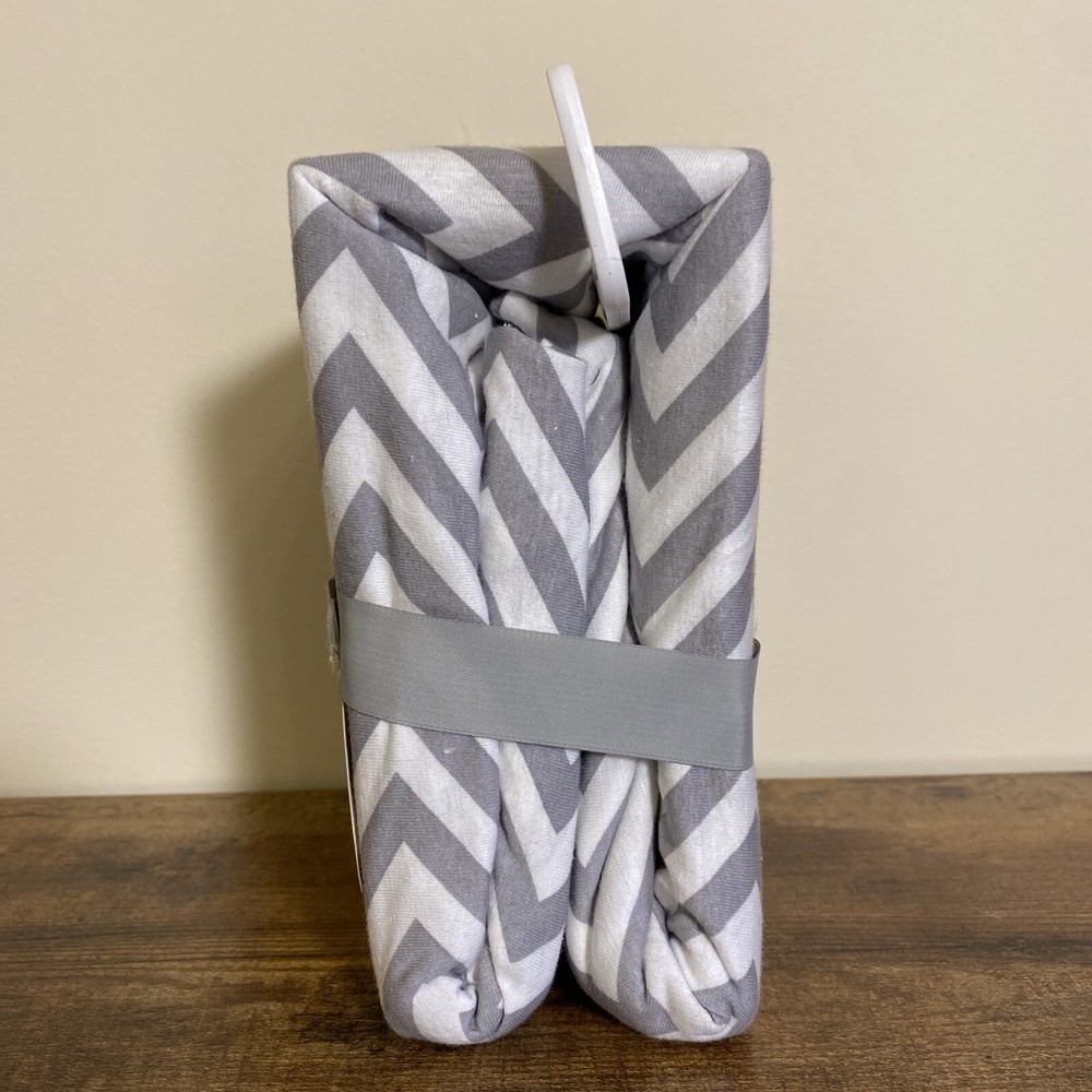 Fitted Playard Sheets Chevron & Solid 2pk - Cloud Island Gray/White