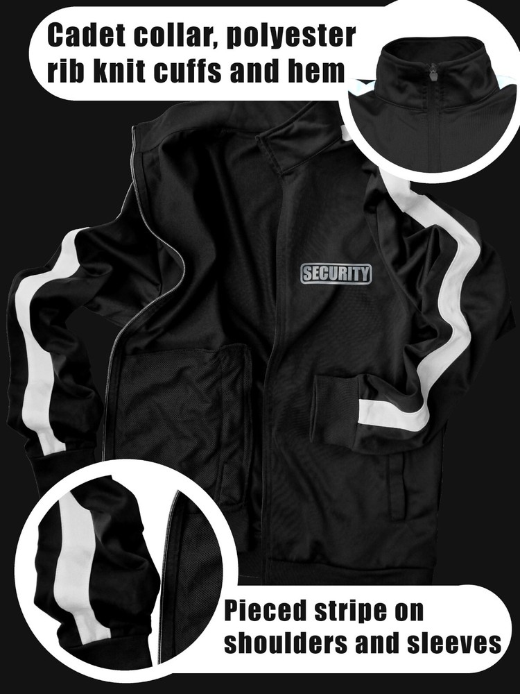Security Track Jacket with Reflective Decorations Front and Back