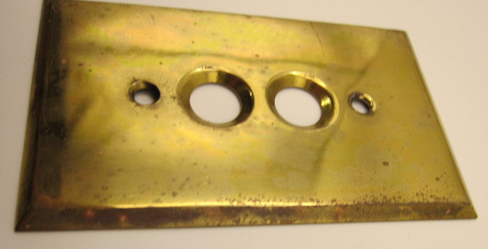 Solid Brass Push Button Switch Plate by Perkins Electric Switch MFG Co