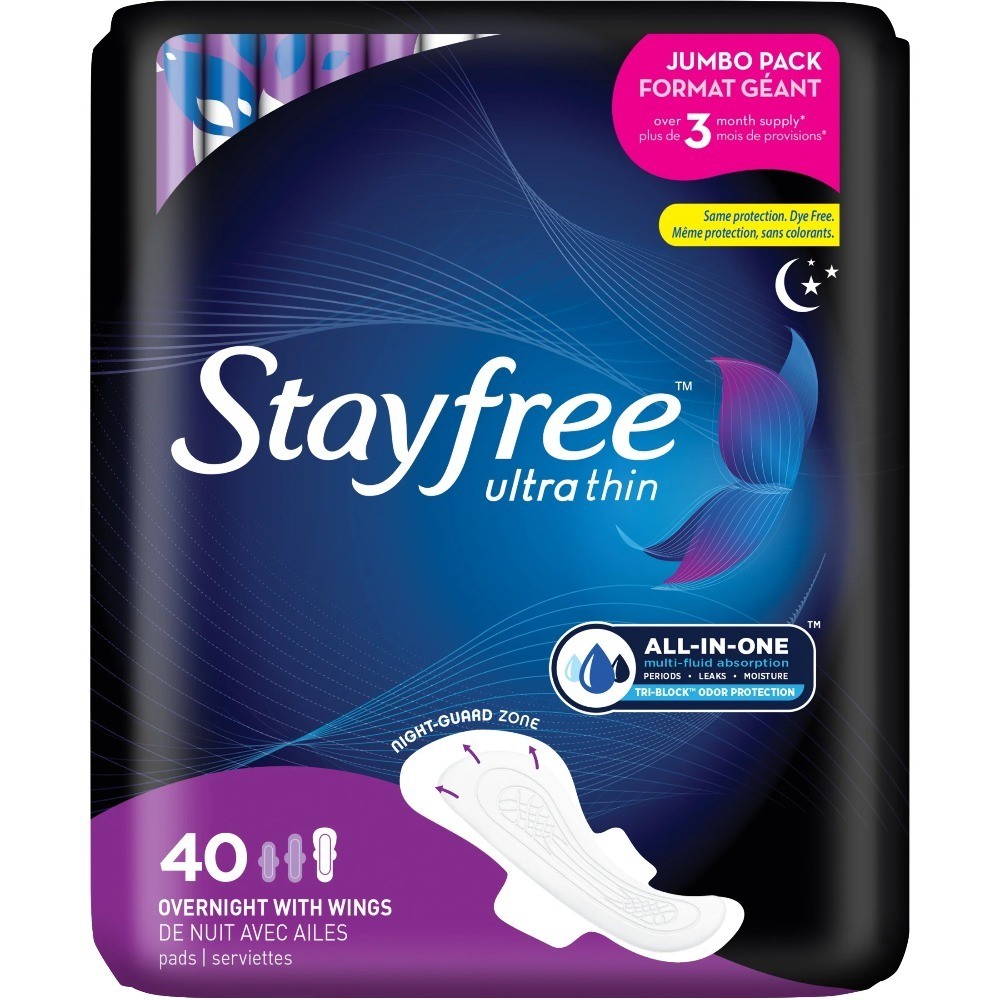 Ultra Thin Overnight Pads with Wings 40 Count Multi-Fluid Absorption Protection