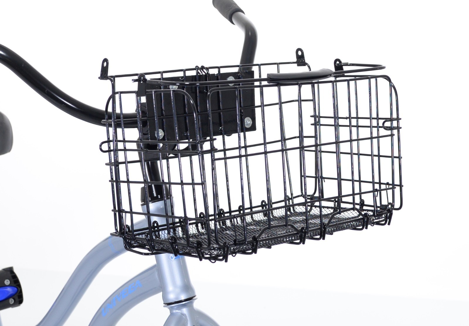 Bicycle Handlebar Basket Folding w/Quick Release Mount Gloss Powder Coat Black