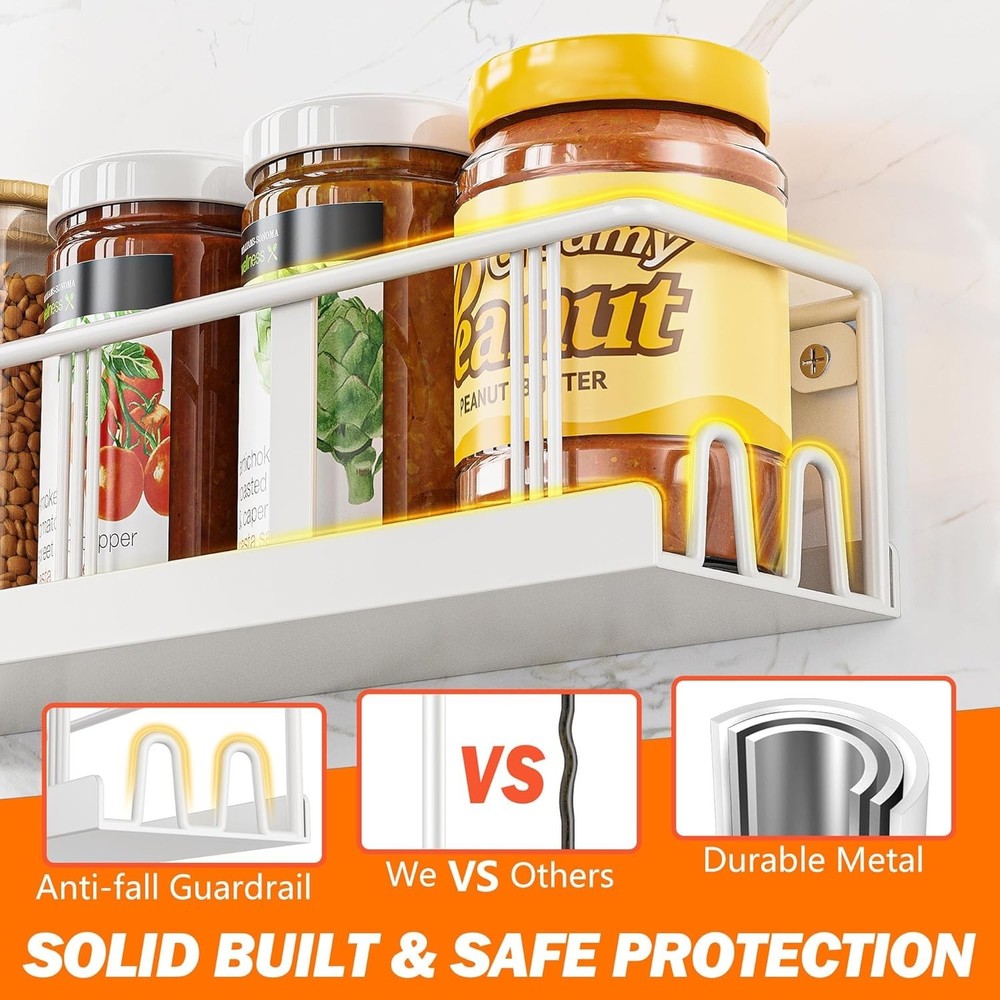 Spice Rack Wall Mounted 3 Pack, Space-Saving Spice Organizer for Spice Jars a...