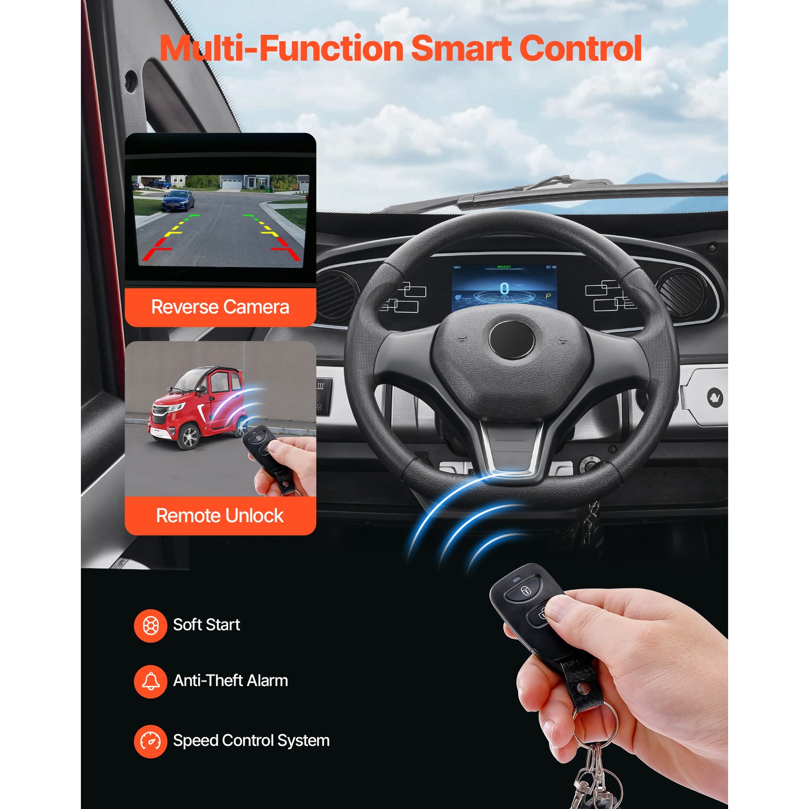 Uimoso 4-Wheel Enclosed Mobility Scooter for Seniors, 660lbs Capacity, 3-Seater