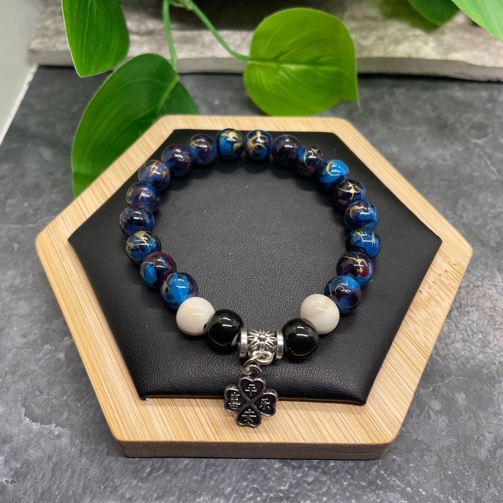 Handmade Ceramic Bead Beaded Stackable 6.25” Plus Stretch Bracelet New B412