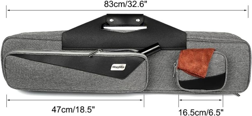 Multi-Compartment 4x4 Billiard Cue Case with Utility Pocket & Adjustable Straps
