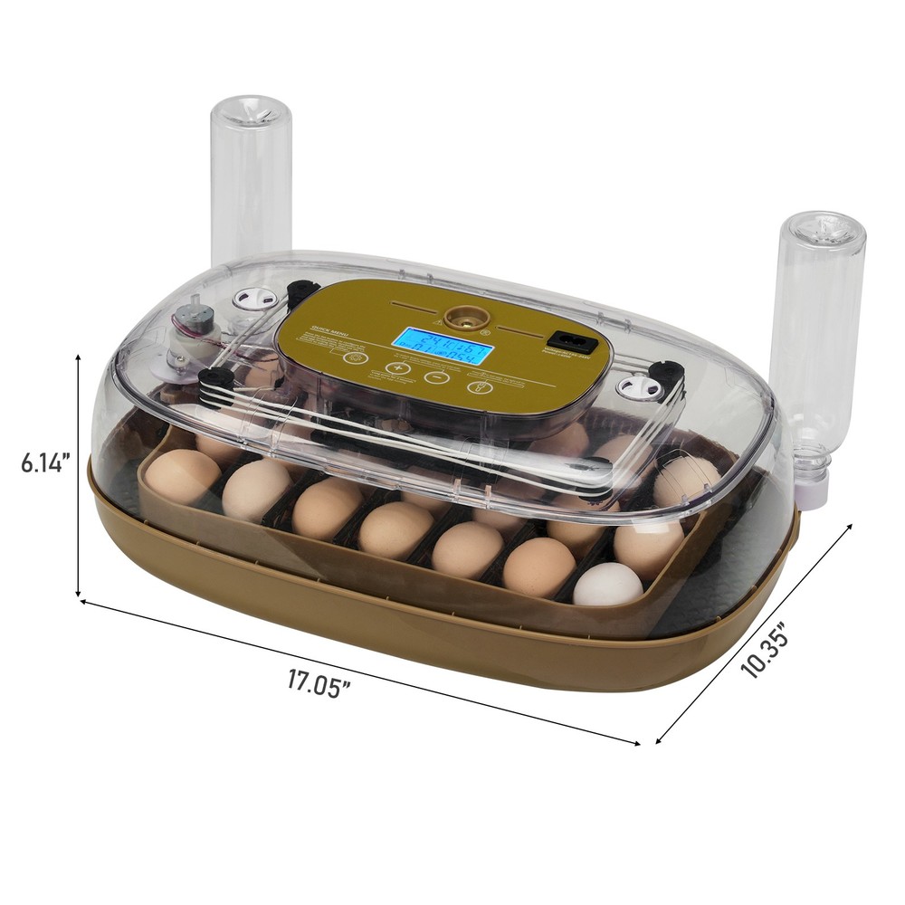 24 Egg Incubator Automatic Egg Turning LED Candler Temperature Humidity Control