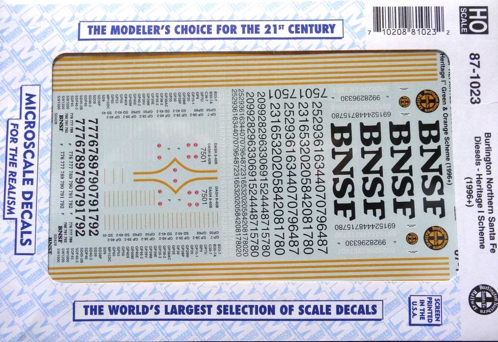 Microscale Decal HO #MC-5004 Data - COTS Triple Panels 1990+