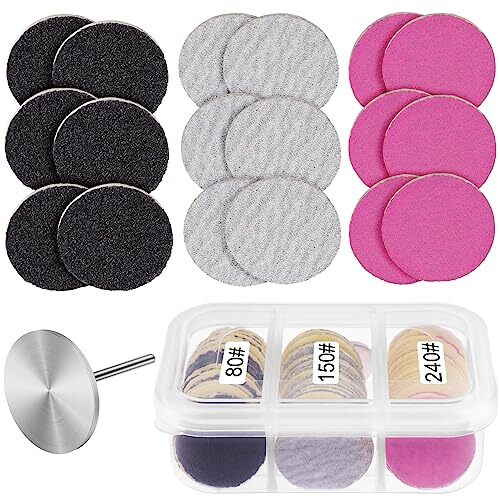 60 Pack Self-Adhesive Sandpaper Disk Replacement Pads for Electric Foot File
