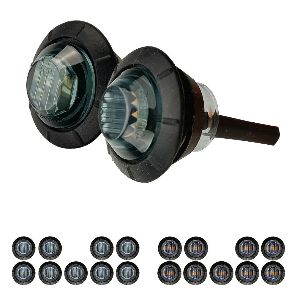 20X 3/4" 12V Marker LIGHTS LED Bullet Amber Red Truck Trailer RV Round Side Lamp