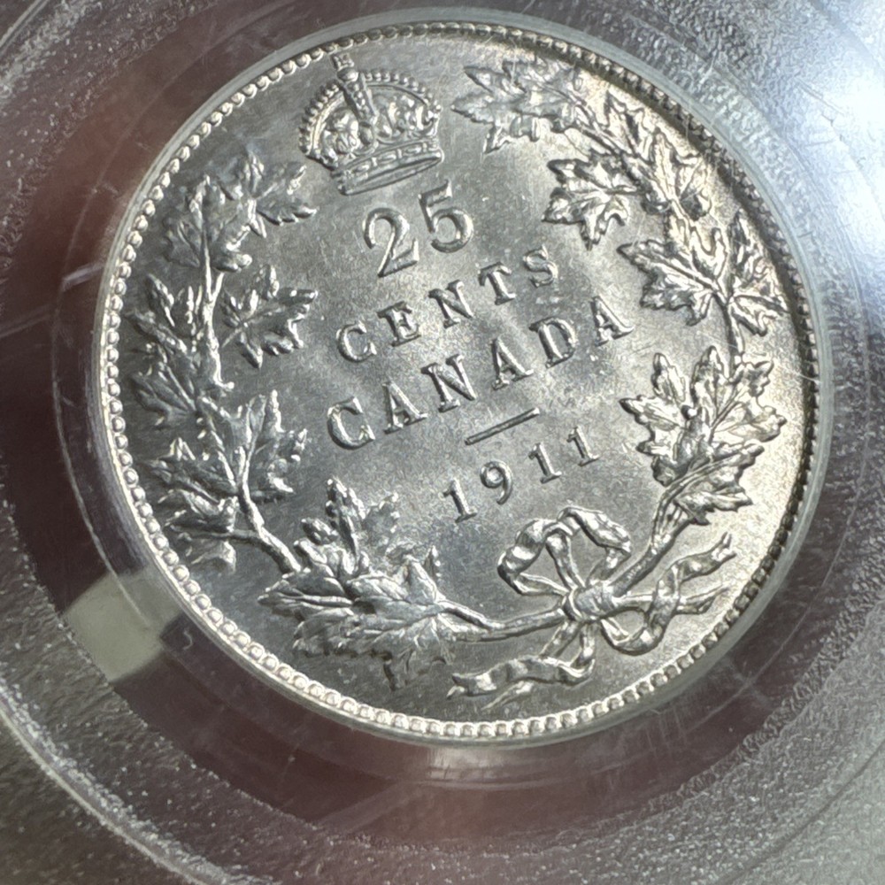 1911 Canada 25c PCGS MS64, Flashy White Example