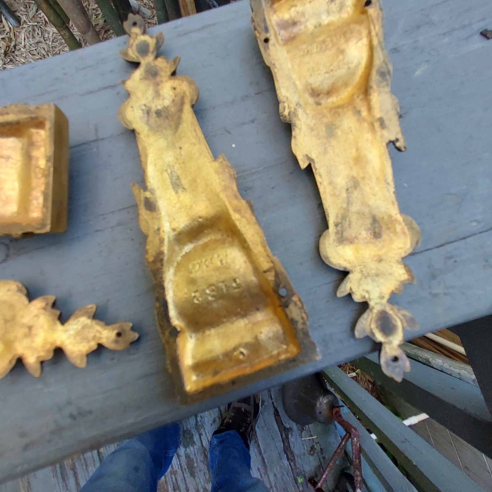 Antique Victorian Brass Furniture Trim Set Of Four Rococo