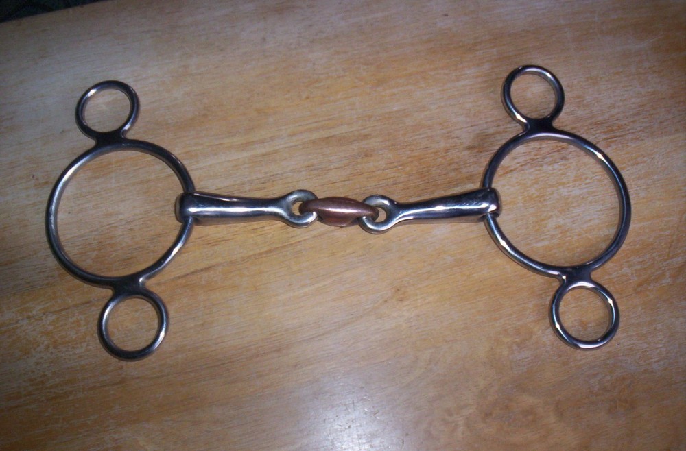 Used 2 Ring Elevator Bit Stainless Shanks Copper Oval Link Bit 5 1/2" Mouth