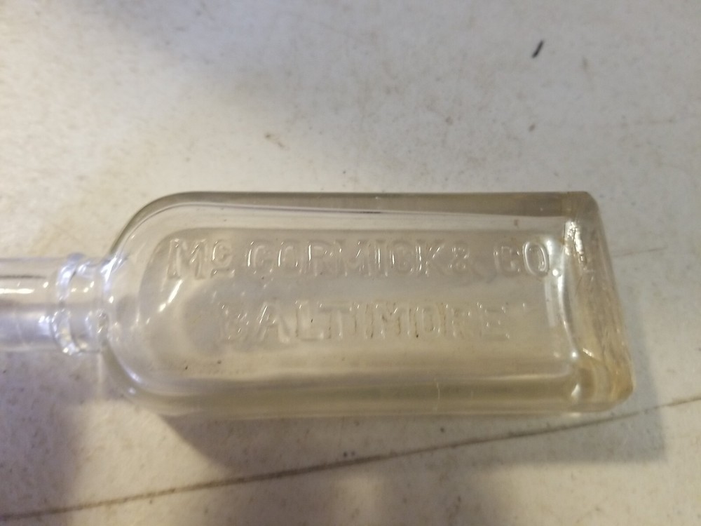 Antique "McCormick & Co. Baltimore" Clear Rectangular Glass Bottle, Intact