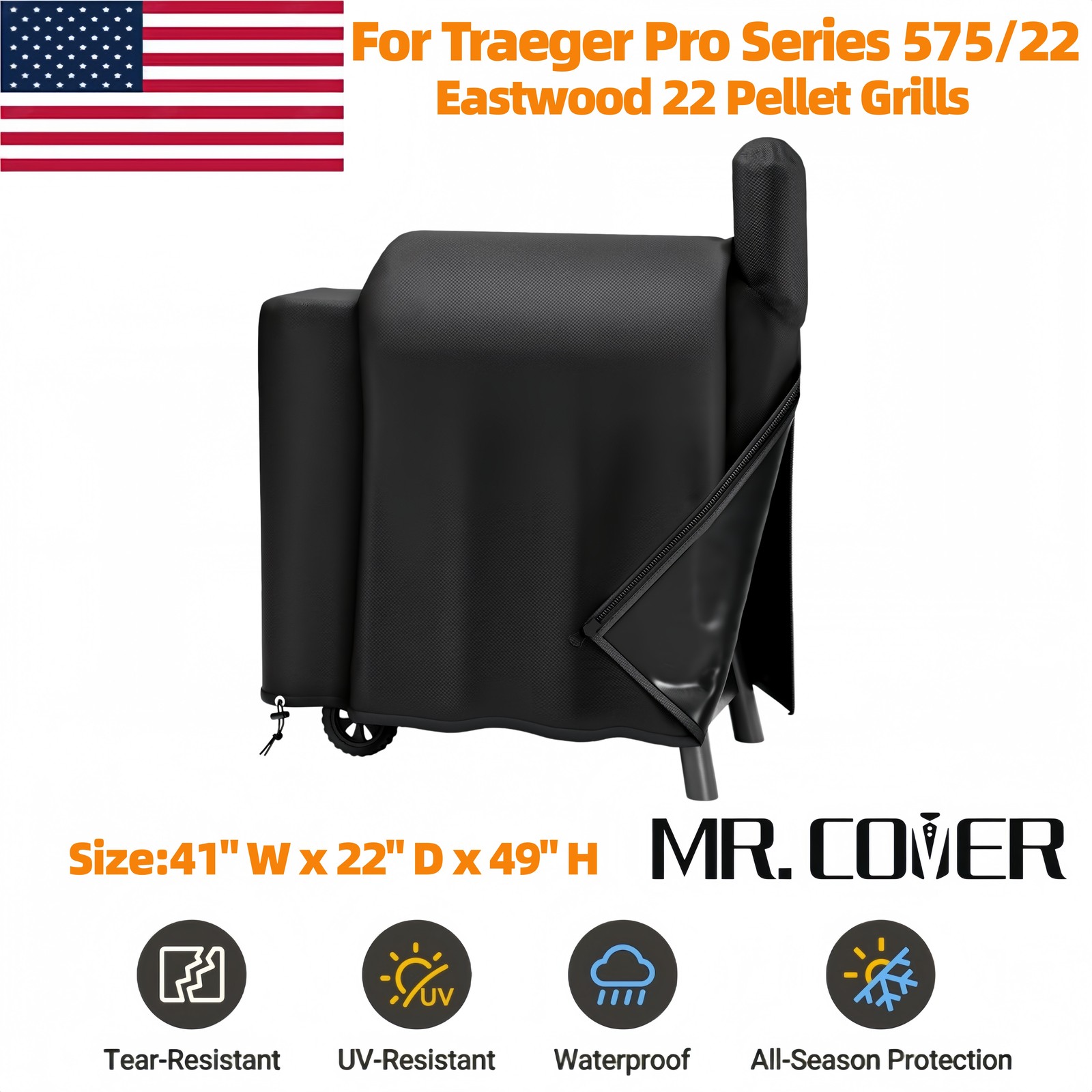 MR.COVER Upgraded Grill Cover for Traeger Pro Series 575/22、Lil Tex Elite US