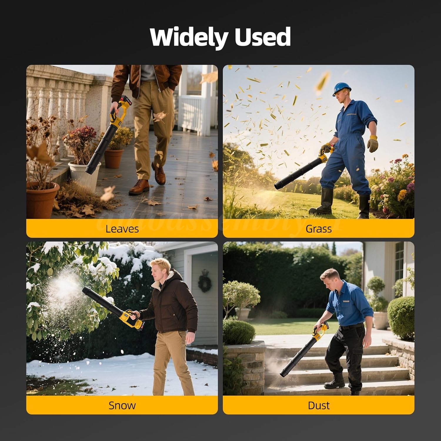 Cordless Leaf Blower 680CFM/280MPH & 2 Speed Levels Electric w/3 Batteries 6.0Ah