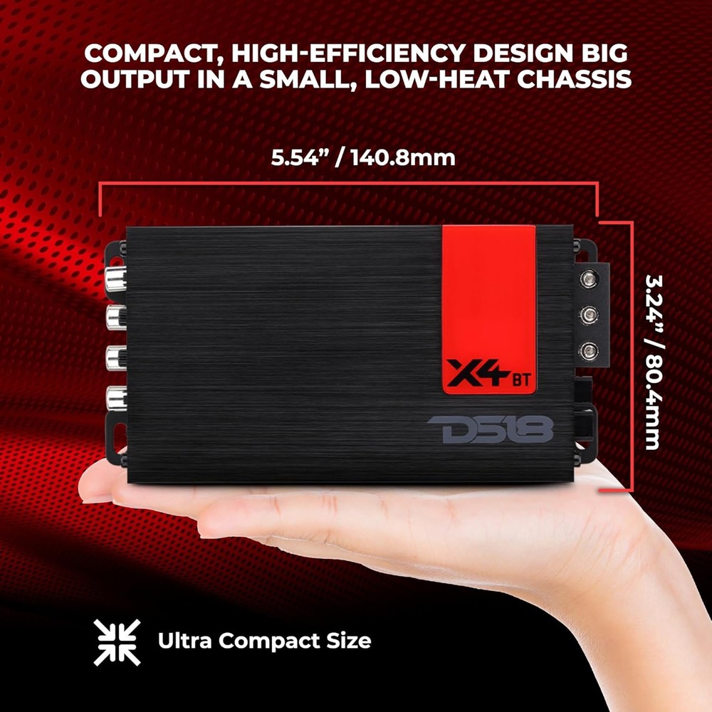 DS18 4-Channel Ultra Compact Full-Range Amplifier with Bluetooth Connectivity