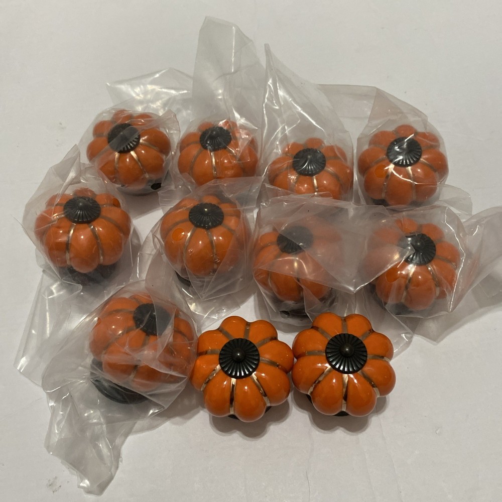 New orange color brass colored drawer pulls knobs ceramic and metal