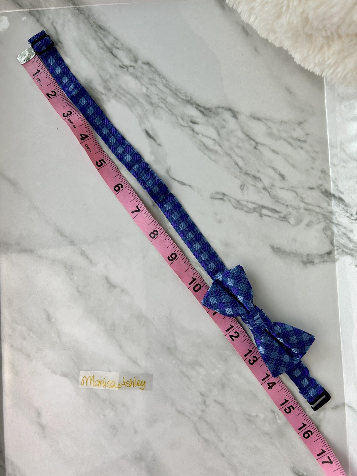 Isaac MIZRAHI Boy's Bow Tie 100% Silk, Blue | Adjustable ONE SIZE, Geometric NEW