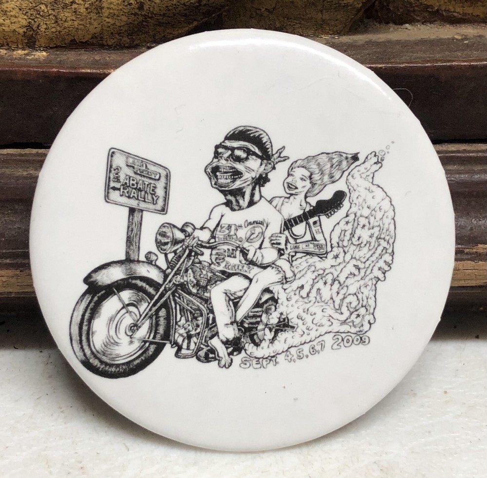 2009 ABATE RALLY Button - Motorcycle Rider w/ His Ol Lady