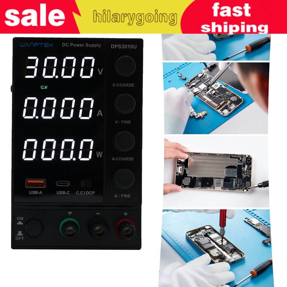 0-30V 0-10A DC Power Supply Lab Variable Adjustable Regulated Bench Switching