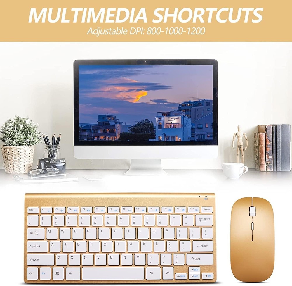 Lightweight Quiet Wireless Keyboard and Mouse Combo - Ergonomic & Stylish