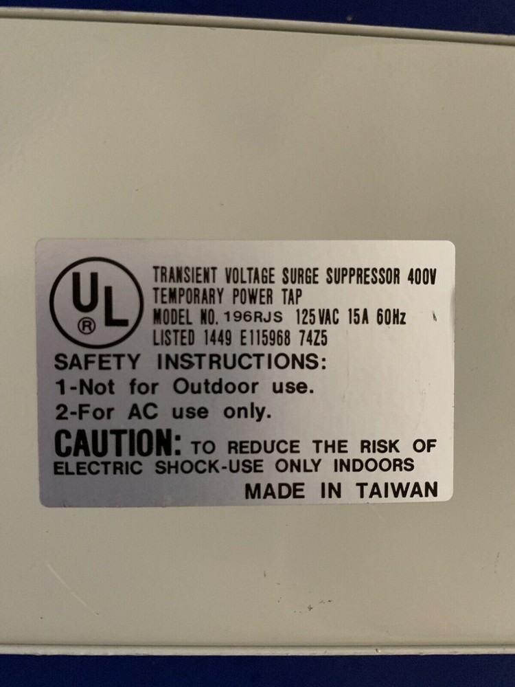 Transient Voltage Surge Suppressor Power Strip Model 196RJS, Used