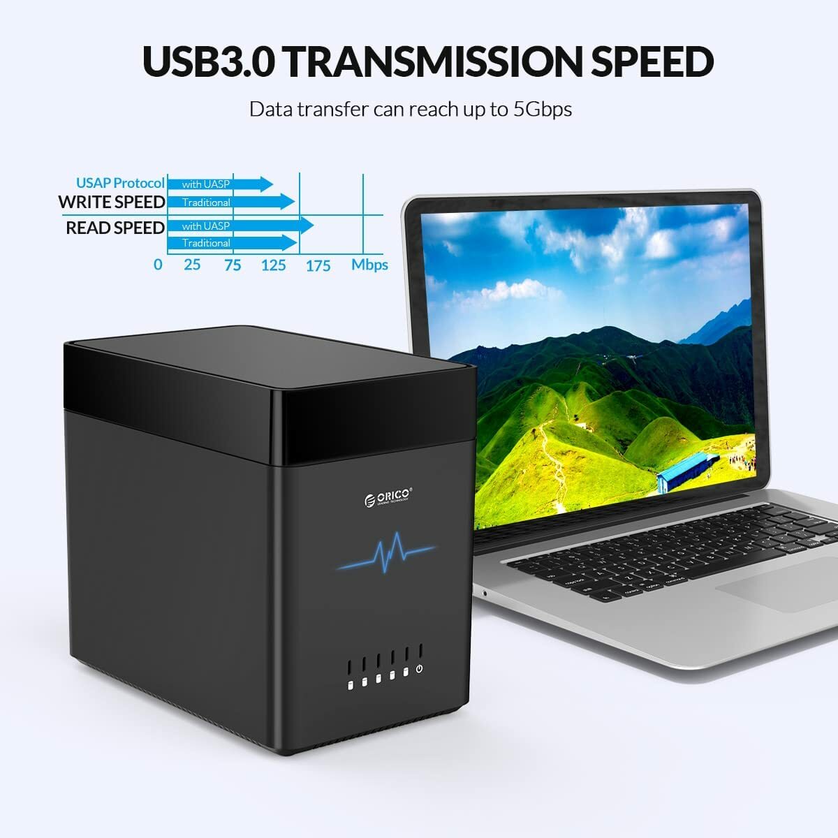 ORICO 5 Bay USB 3.0 Hard Drive Enclosure Magnetic-type 3.5Inch Hard Disk