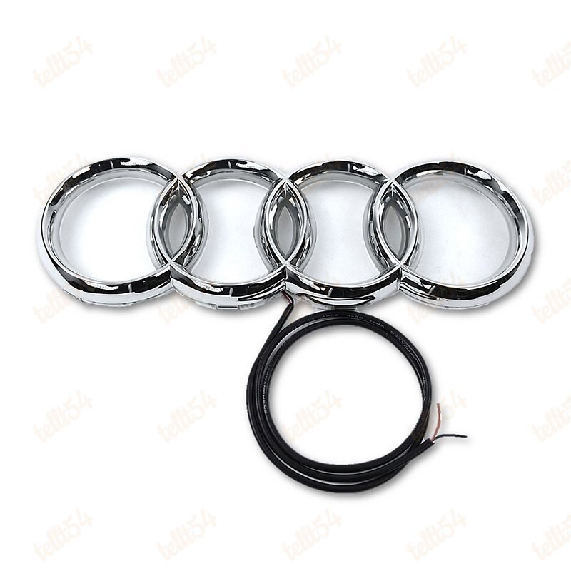 Chrome For Audi Grille Front Hood A1 A3 A4 A5 A6 A7 Q3 Q5 Q7 LED Emblem White