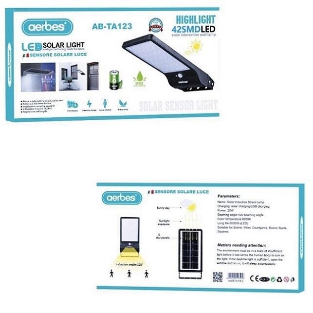 LED headlight lantern 20W cold light solar panel motion sensor 42 LED