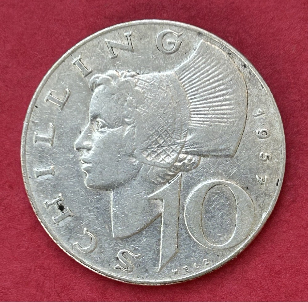 1957 Austria 10 Schilling Silver Coin