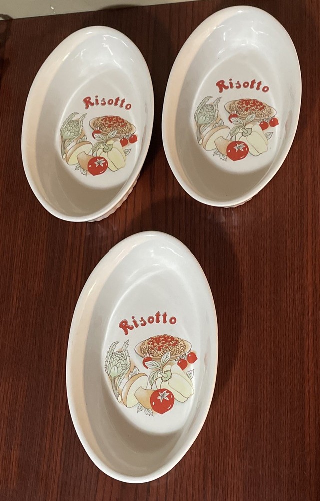 3 Ceramic Oval Risotto Vegetables Casserole/Pasta Dishes