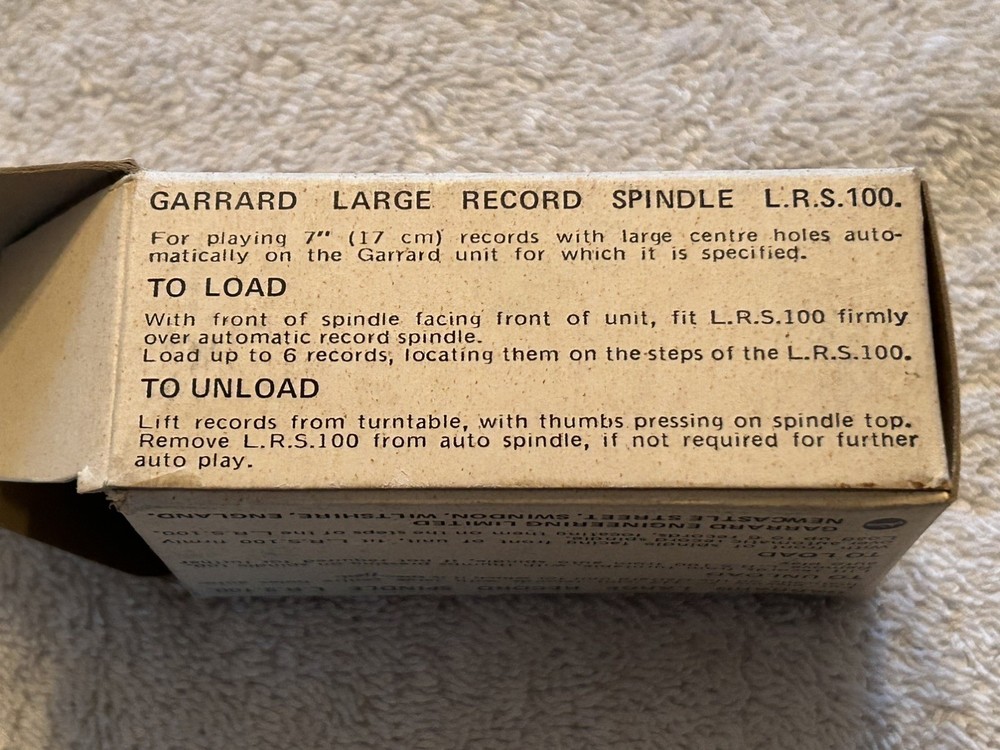 Garrard NOS L.R.S. 100 Large Record Spindle