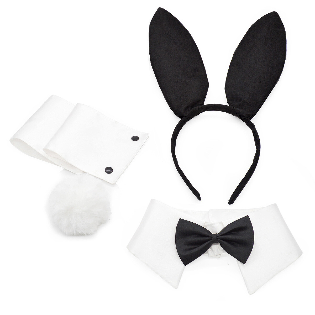 Bunny Costume Playboy Accessory Set Rabbit Ear Bow Tie Collar Cuffs Tail Pin