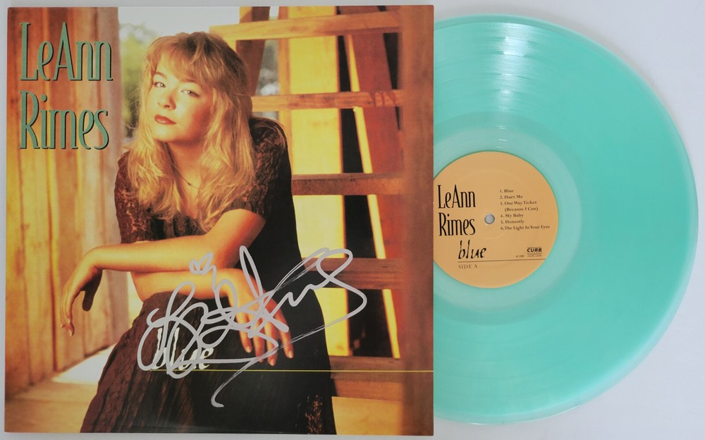 LeAnn Rimes signed Blue album vinyl record COA exact proof autographed