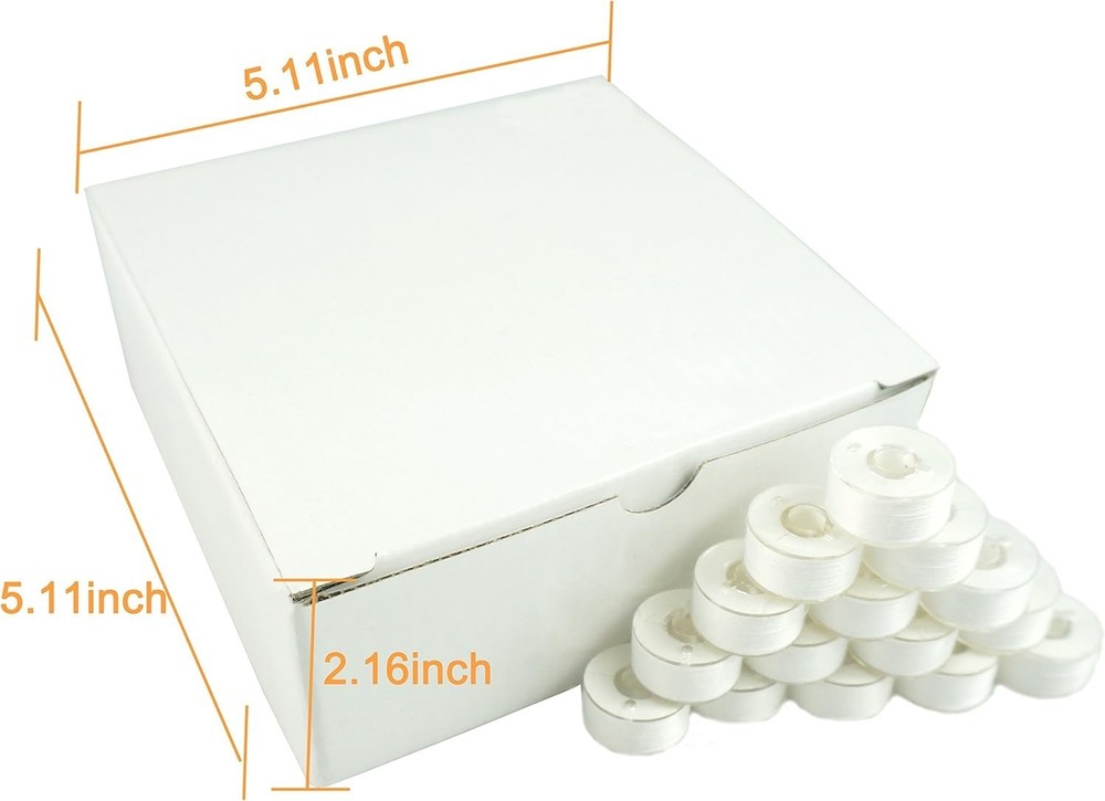 60S Polyester Prewound Bobbin Thread - 144pcs White for Embroidery