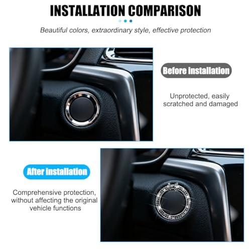 Bling Car Engine Start Button Ring, Bow Tie Rhinestone Vehicles Key Black