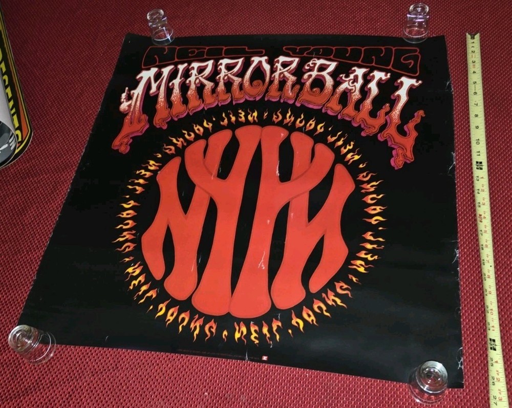 Large Vtg NEIL YOUNG Mirror Ball Cd/record/Album promo poster 1995 Pearl Jam